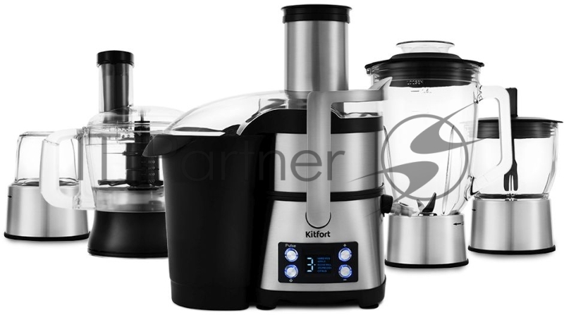 Кухонный комбайн Kitfort KT-1395 800Вт серебристый/черный