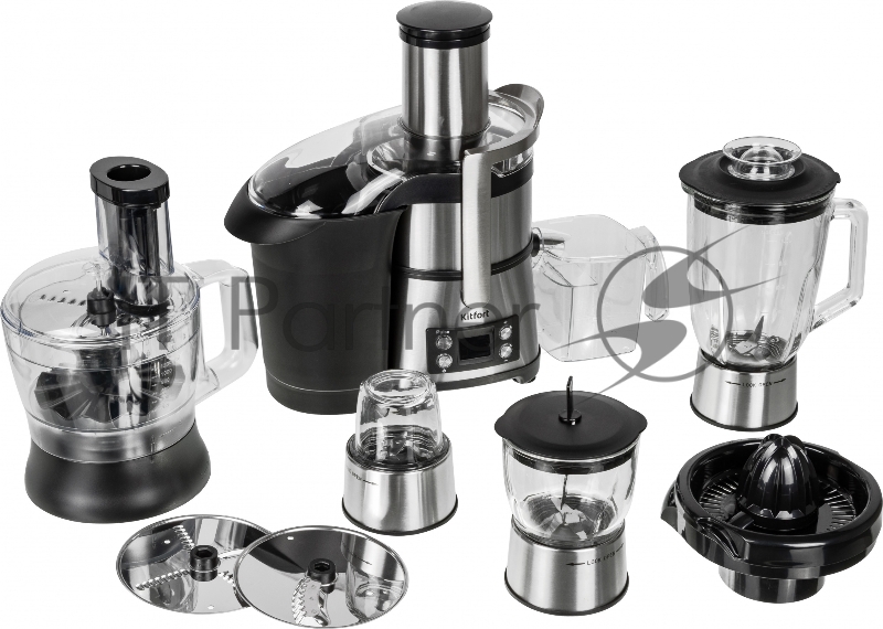 Кухонный комбайн Kitfort KT-1395 800Вт серебристый/черный