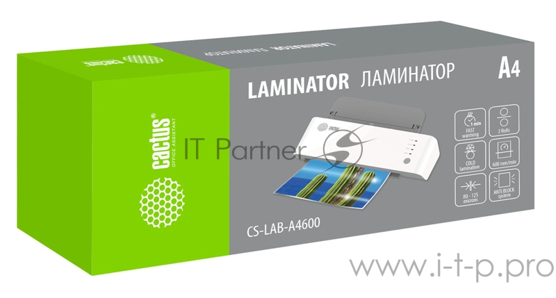 Ламинатор Cactus CS-LAB-A4600 белый A4 (80-150мкм) 60см/мин (2вал.) лам.фото
