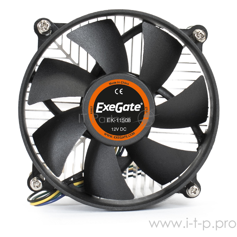 Кулер ExeGate EX286138RUS EK-11508 (Al, LGA1150/1151/1155/1156/1200, TDP 75W, Fan 90mm, 2200RPM, Hydro bearing, 3pin, 22db, 285г, с термопастой, на винтах, Retail color box)