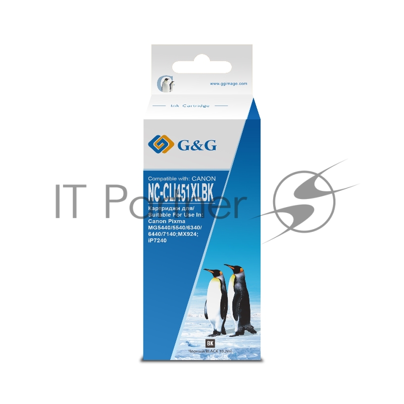 Картридж струйный G&G NC-CLI451XLBK CLI-451XL Bk черный (10.2мл) для Canon MG6340/5440/IP7240