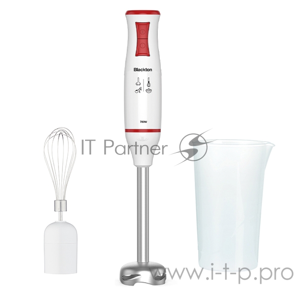 Блендер Blackton Bt HB721SS Белый-КрасныйМакс. мощность 700 Вт, 2 скорости, Объем мерного стакана 700 мл, Импульсный режим работы, Материал погружной части - Нержавеющая сталь, Материал лезвия - Нержавеющая сталь, Напряжение, частота тока - 220-240В,