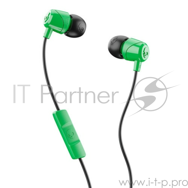 Наушники Skullcandy проводные внутриканальные с микрофоном JIB IN EAR W/MIC 1, черно-зеленые