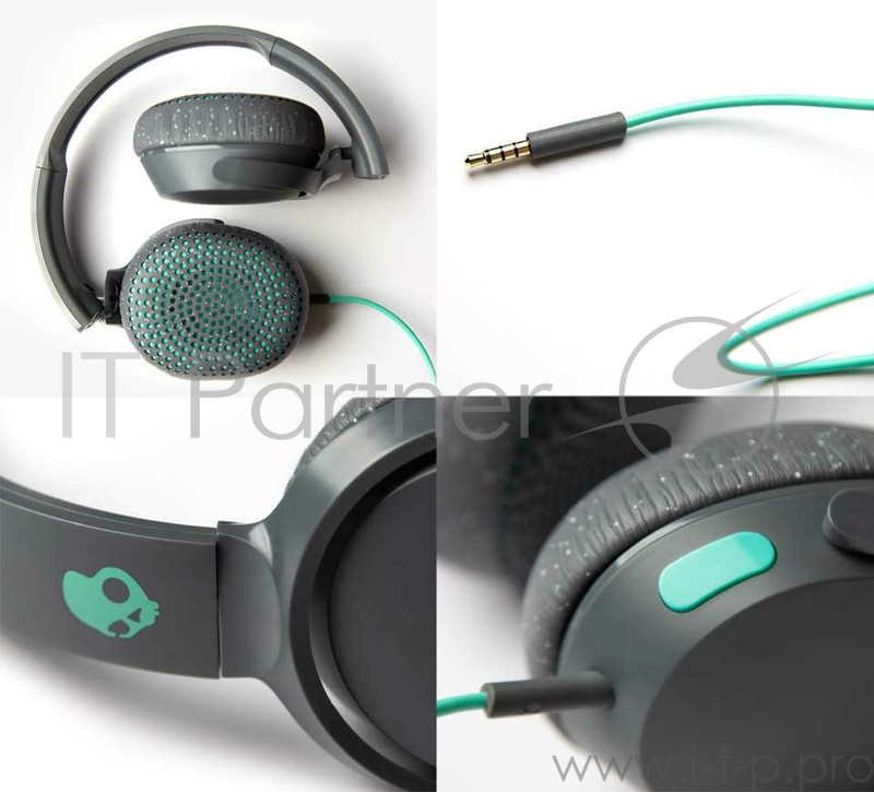 Наушники Skullcandy проводные накладные RIFF ON-EAR W/TAP TECH, серо-бирюзовые в крапинку