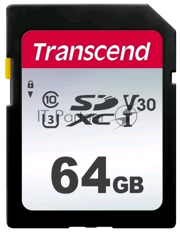 Карта памяти SecureDigital 64Gb Transcend TS64GSDC300S {SDXC Class 10, UHS-I U3}