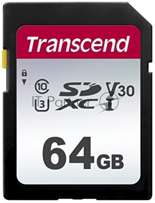 Карта памяти SecureDigital 64Gb Transcend TS64GSDC300S {SDXC Class 10, UHS-I U3}
