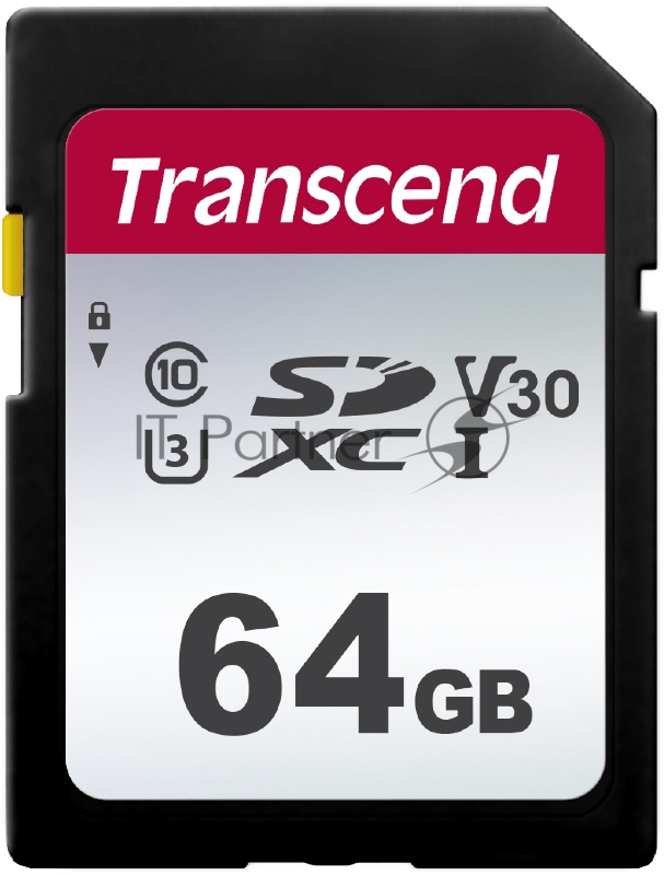 Карта памяти SecureDigital 64Gb Transcend TS64GSDC300S {SDXC Class 10, UHS-I U3}