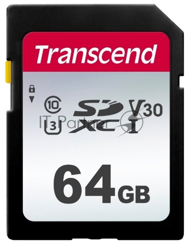Карта памяти SecureDigital 64Gb Transcend TS64GSDC300S {SDXC Class 10, UHS-I U3}
