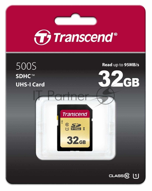 Карта памяти SecureDigital 32Gb Transcend TS32GSDC500S {SDHC Class 10, UHS-I U1, MLC}