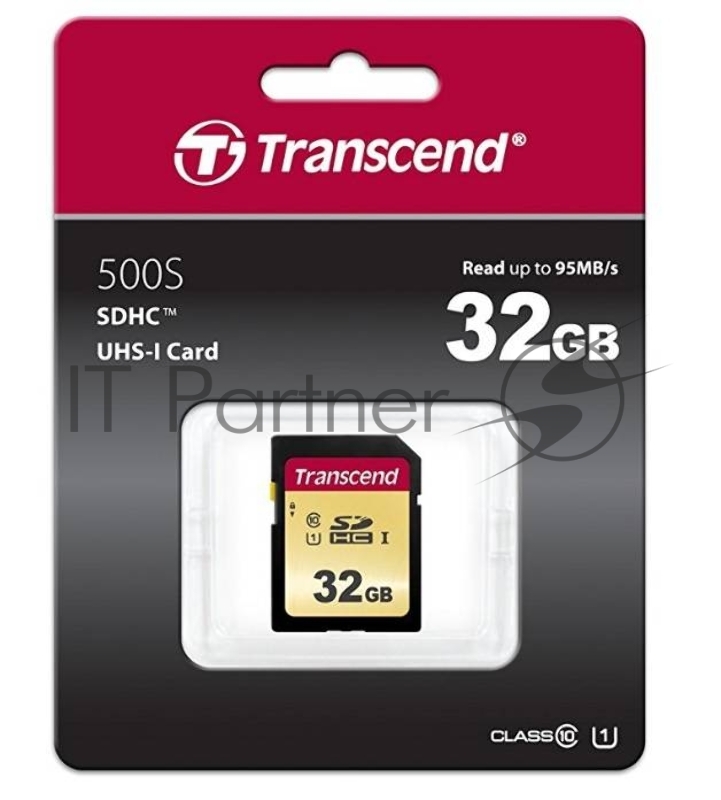 Карта памяти SecureDigital 32Gb Transcend TS32GSDC500S {SDHC Class 10, UHS-I U1, MLC}