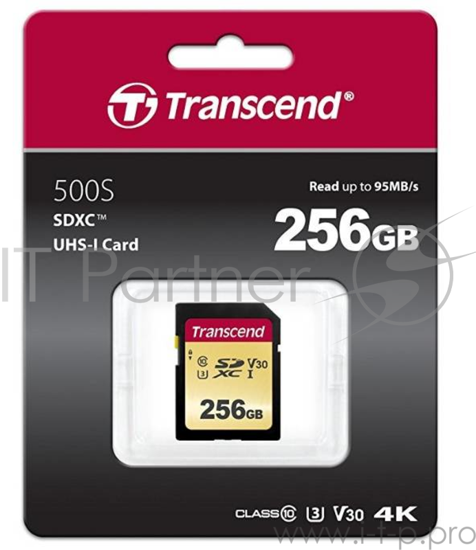Карта памяти SecureDigital 256Gb Transcend TS256GSDC500S {SDXC Class 10, UHS-I U3, MLC}
