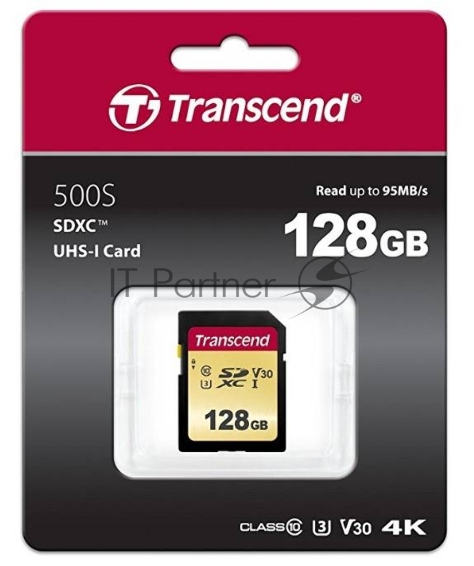Карта памяти SecureDigital 128Gb Transcend TS128GSDC500S {SDXC Class 10, UHS-I U3, MLC}
