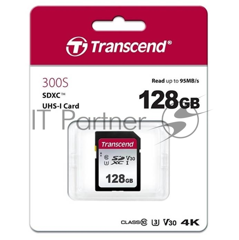 Карта памяти SecureDigital 128Gb Transcend TS128GSDC300S {SDXC Class 10, UHS-I U3}