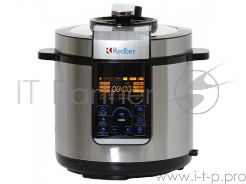 Мультиварка Redber МС-D1502, 1000 Вт, 6л, диапазон работы таймера 0-99мин, корпус из нерж. стали, съемная чаша с антипригарным покрытием