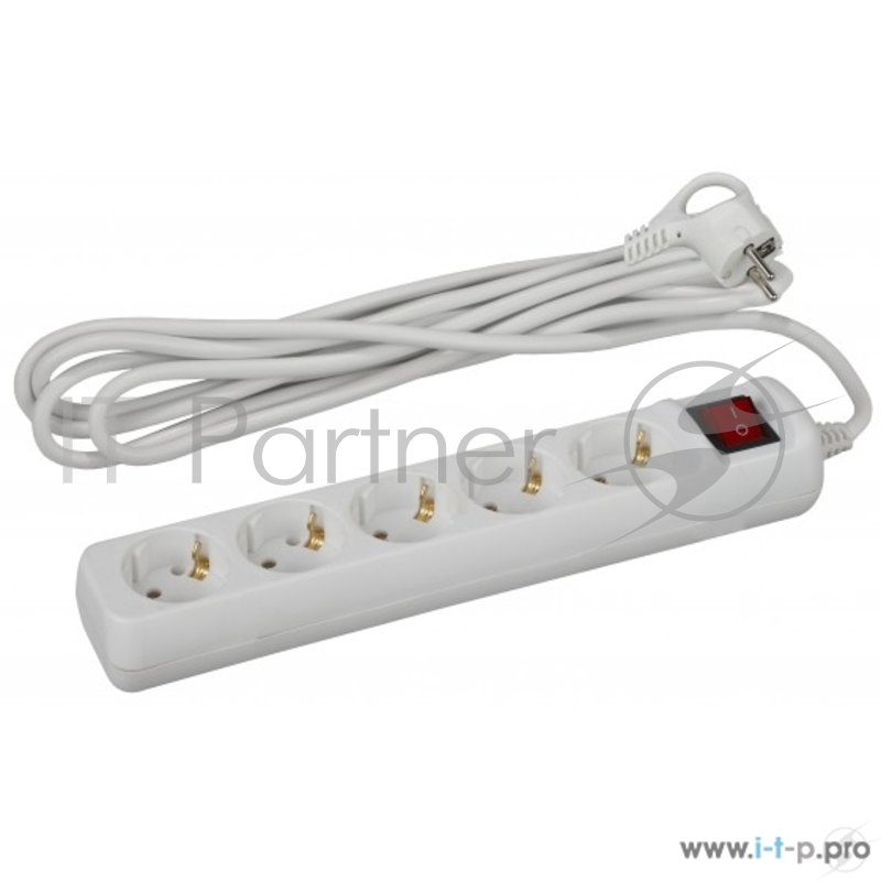ЭРА Удлинители бытовые, Сетевые фильтры ЭРА Б0028382 Удлинитель U-5es-3m-3x1 с заземлением с выключателем 5 гнезд 3 м {полипропилен, 3х1 мм2}