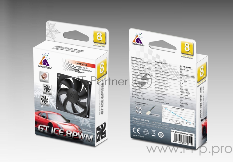 Вентилятор Glacialtech GT ICE 8PWM 80x80x25mm 4-pin 18-30dB Ret