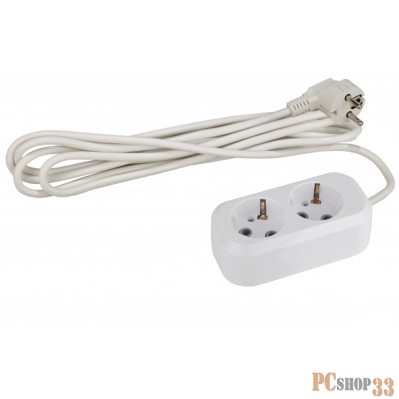 ЭРА Удлинители бытовые, Сетевые фильтры ЭРА Б0023153 Удлинитель UX-2e-3m с заземлением 2 гнезда 3 м {ABS-пластик, 3х0,75 мм2}