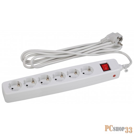 ЭРА Удлинители бытовые, Сетевые фильтры ЭРА C0039536 Сетевой фильтр SF-6es-4m-W белый {3x1 мм2, со шт, с выкл, 6гн, 4м, защита от короткого замыкания, от перегрузки, от импульсных и высокочастнотных помех}