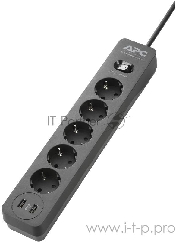 Сетевой фильтр APC Essential SurgeArrest 5 Outlet 2 USB Ports Black 230V Russia