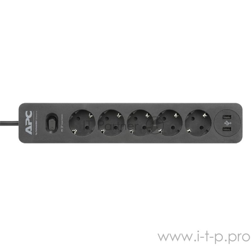 Сетевой фильтр APC Essential SurgeArrest 5 Outlet 2 USB Ports Black 230V Russia