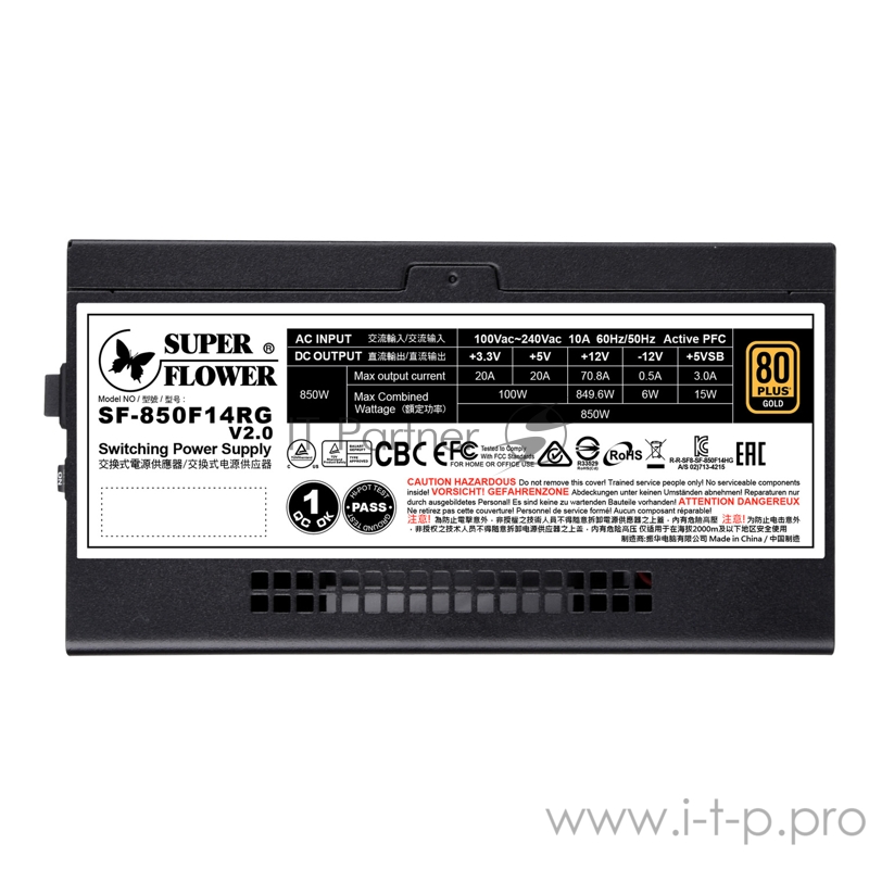 Блок питания 850 Ватт Super Flower Power Supply Leadex III Gold ARGB Pro, 850W, ATX, 130mm, 9xSATA, 6xPCI-E(6+2), APFC, 80+ Gold, Full Modular