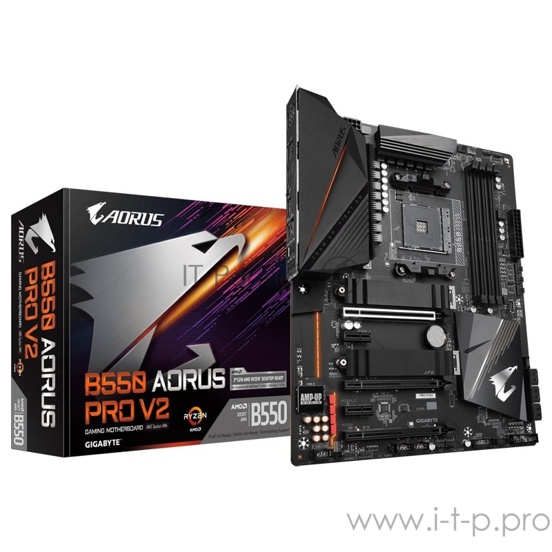 Материнская плата Gigabyte B550 AORUS PRO V2, Socket AM4, AMD B550, 4xDDR4-3200, HDMI, 3xPCI-Ex16, 2xPCI-Ex1, 6xSATA3(RAID 0/1/10), 2xM.2, 8 Ch Audio, 2.5GLan, (6+4)xUSB2.0, (5+2)xUSB3.2, (1+0)USB3.2 Type-C™, ATX, RTL {}