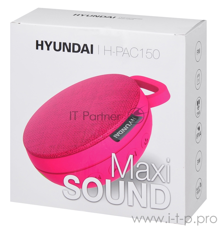 Колонка порт. Hyundai H-PAC150 красный 3W 1.0 BT/3.5Jack/USB 10м 300mAh