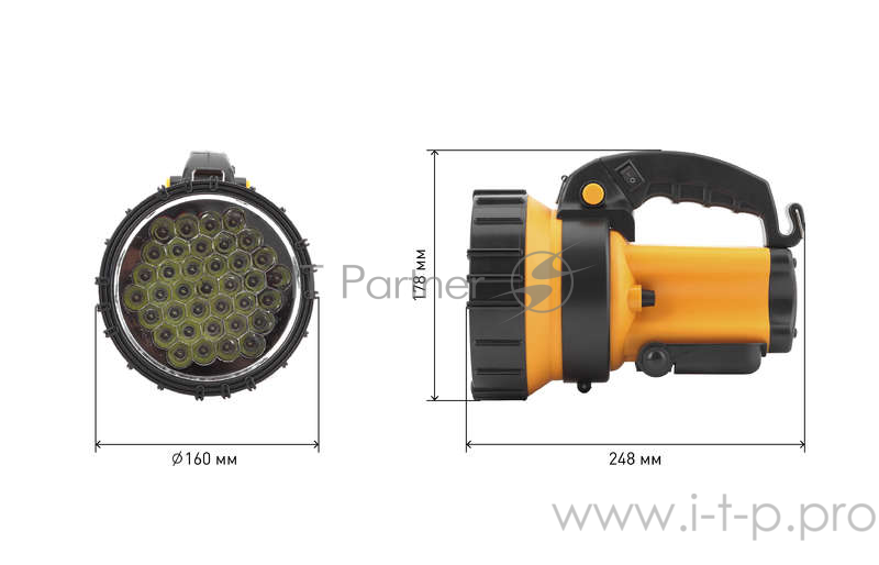 Фонари ЭРА Б0031034 Фонарь-прожектор PA-603 АЛЬФА {36 светодиодов, аккумулятор литий 3Ач, ЗУ 220V+12V}