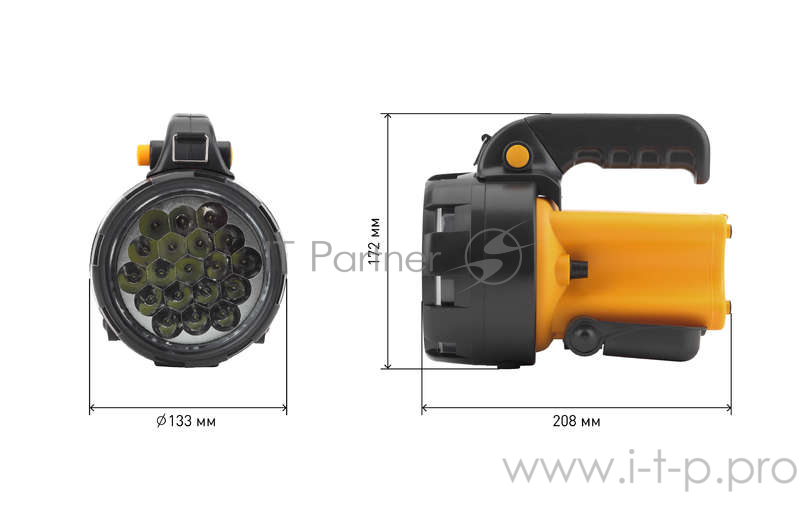Фонари ЭРА Б0031033 Фонарь-прожектор PA-602 АЛЬФА {19 светодиодов, аккумулятор литий 3Ач, ЗУ 220V+12V}