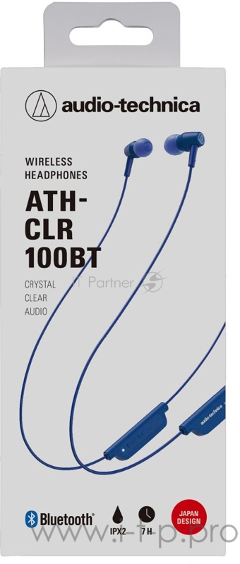 Гарнитура накладные Audio-Technica ATH-CLR100BT синий беспроводные bluetooth в ушной раковине (80000912)