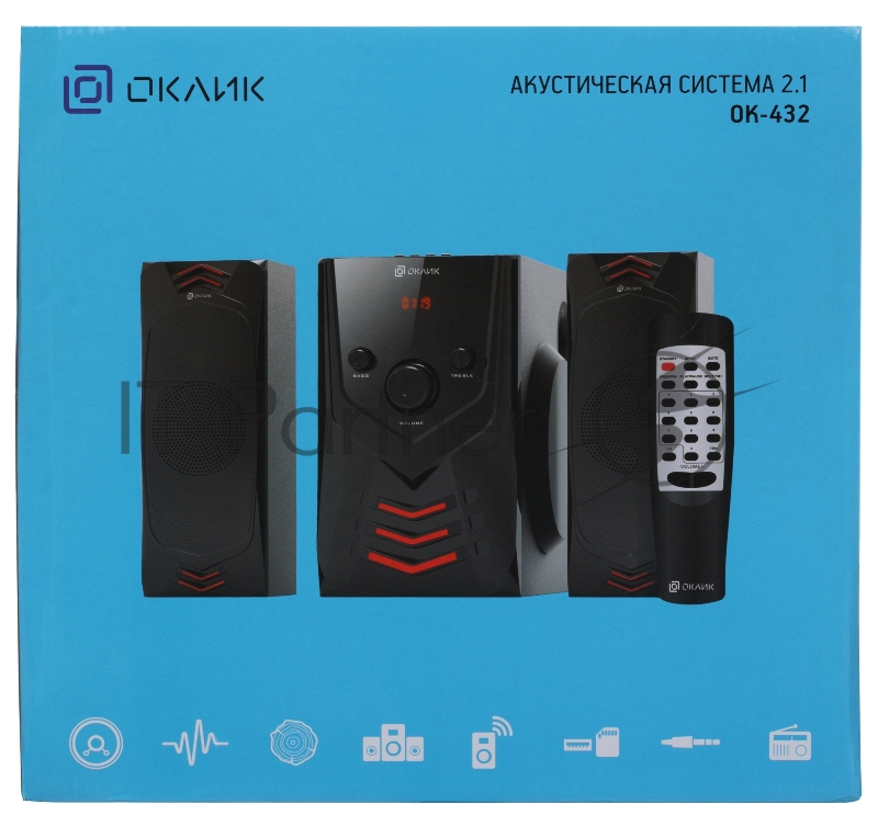 Колонки Oklick OK-432 2.1 черный 25Вт