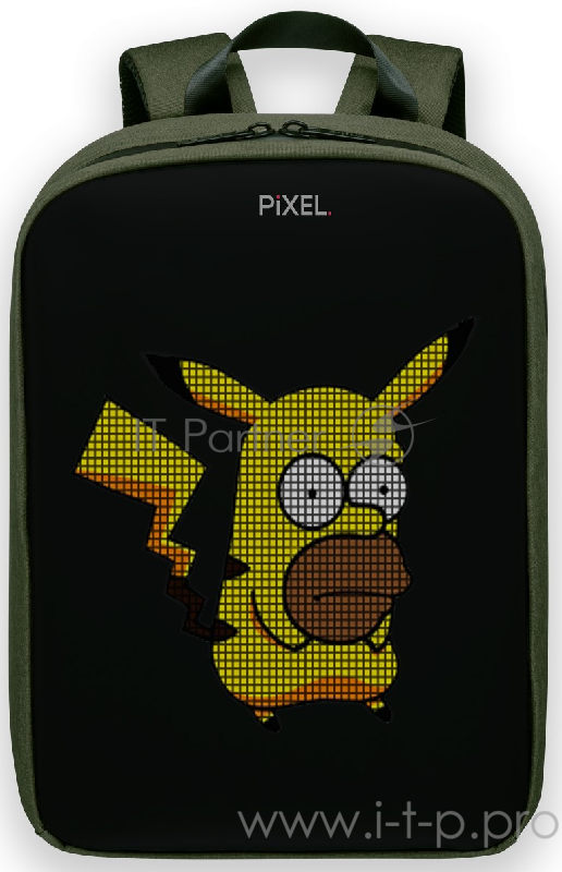 Рюкзак PIXEL PLUS Midnight Green тёмно-зелёный (LED-экран 25*25 px, 16,5 млн цветов, 16 л., полиэстер)