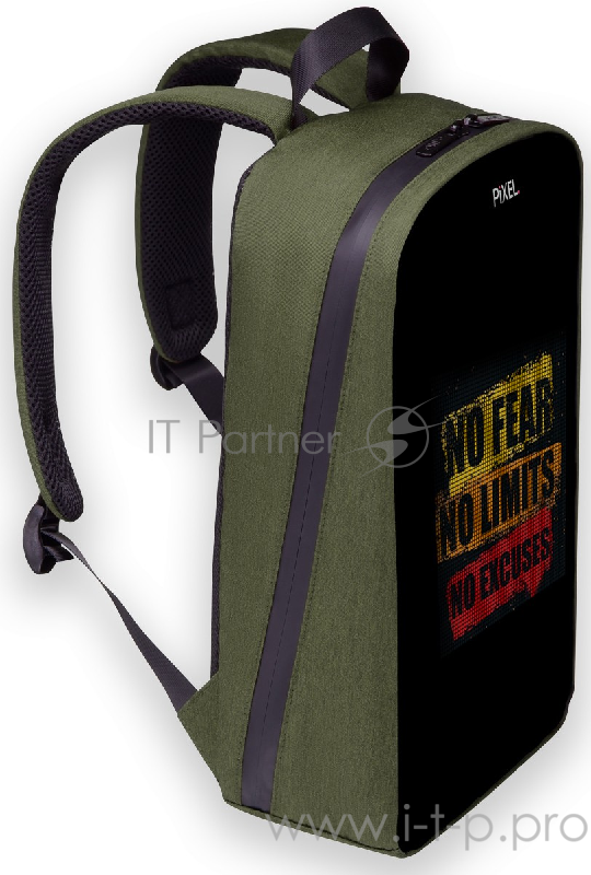 Рюкзак PIXEL PLUS Midnight Green тёмно-зелёный (LED-экран 25*25 px, 16,5 млн цветов, 16 л., полиэстер)