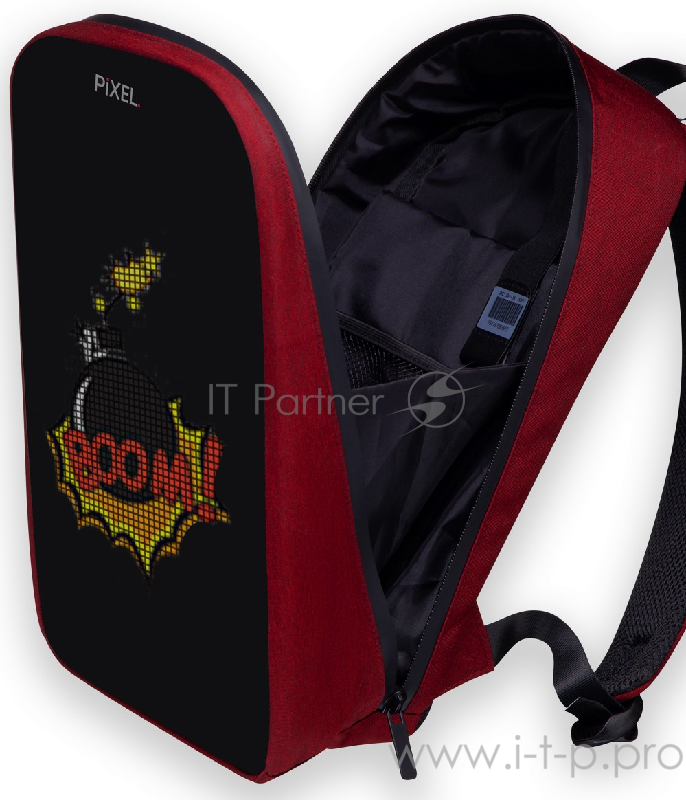 Рюкзак PIXEL PLUS Red Line чёрно-красный (LED-экран 25*25 px, 16,5 млн цветов, 16 л., полиэстер)