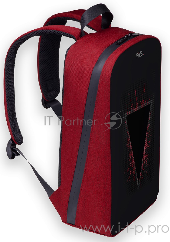 Рюкзак PIXEL PLUS Red Line чёрно-красный (LED-экран 25*25 px, 16,5 млн цветов, 16 л., полиэстер)