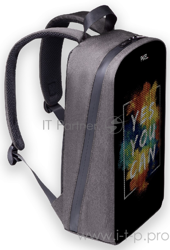Рюкзак PIXEL PLUS Silver светло-серый (LED-экран 25*25 px, 16,5 млн цветов, 16 л., полиэстер)
