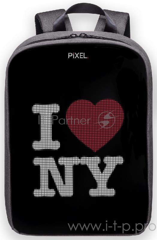 Рюкзак PIXEL PLUS Silver светло-серый (LED-экран 25*25 px, 16,5 млн цветов, 16 л., полиэстер)