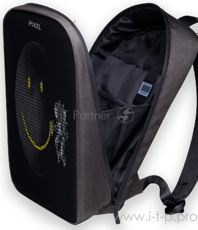 Рюкзак PIXEL PLUS Silver светло-серый (LED-экран 25*25 px, 16,5 млн цветов, 16 л., полиэстер)