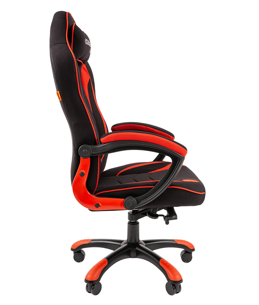 Игровое кресло Chairman game 28 чёрное/красное (ткань, пластик, газпатрон 3 кл, ролики, механизм качания)