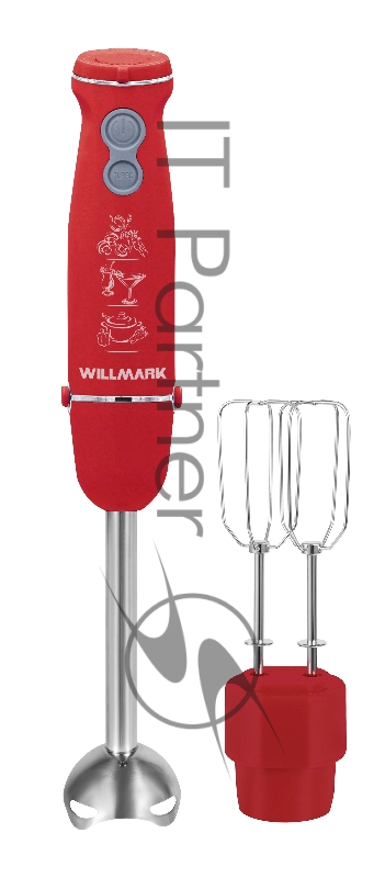Блендер погружной WILLMARK WHB-1110RS (1000Вт, насадка миксер ,турбо кнопка, рег. скор., soft touch)