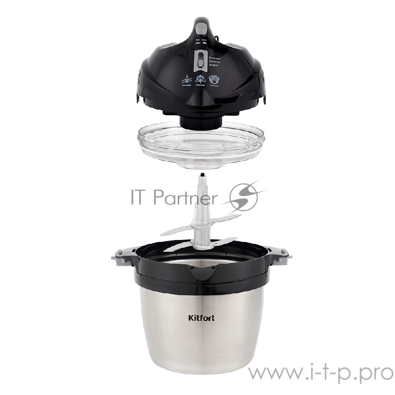 Измельчитель 3 в 1 КТ-1396. Измельчитель Kitfort КТ-1396 быстро измельчает мясо, твердый сыр, овощи, травы, чеснок, ягоды и многое другое. Двойной нож измельчает продукты практически по всей высоте чаши.Легкая и вместительная чаша измельчителя сделан