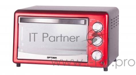 Жарочный шкаф OPTIMA O-232MR (18л, таймер, противень, решетка, красно-черный, 1300Вт)
