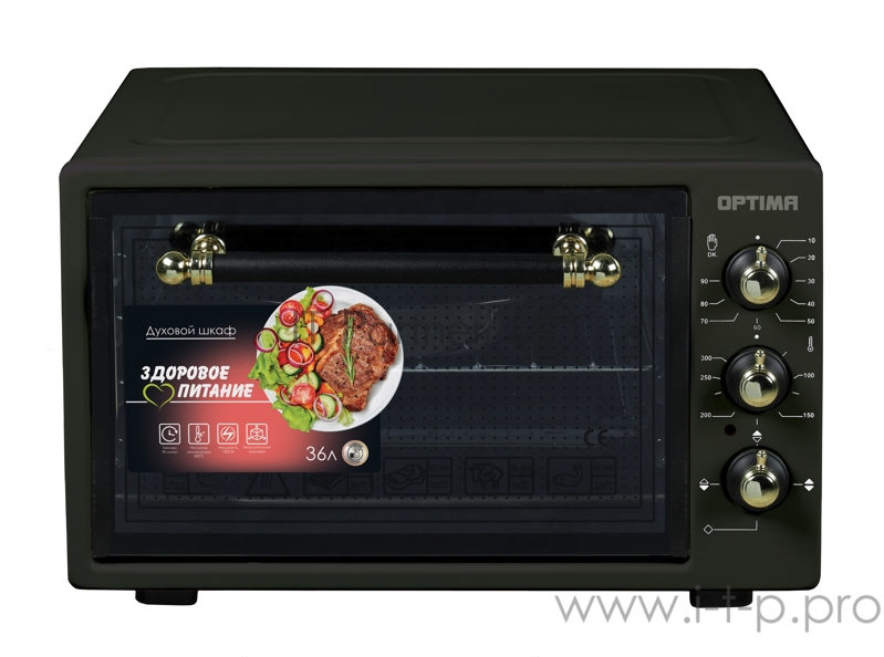 Жарочный шкаф OPTIMA OF-36BLR (36л, таймер, противень 2шт., решетка, черный, 1300Вт)