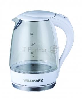 Чайник электрический WILLMARK WEK-1708G (1.7л, пов. на 360 град., LED-подсв., корп. из стекла, 2200В