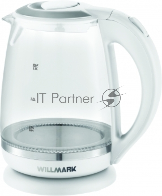 Чайник электрический WILLMARK WEK-2005G (2.0л, пов. на 360 град., LED-подсв., корп. из стекла, 2200В