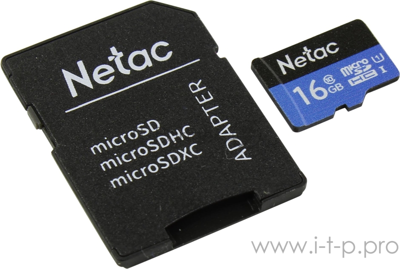Флеш карта microSDHC 16GB Netac P500 <NT02P500STN-016G-R> (с SD адаптером) 80MB/s