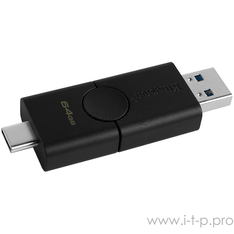 Флеш Диск Kingston 64Gb DataTraveler DUO <DTDE/64GB>, USB Type-A и USB Type-C