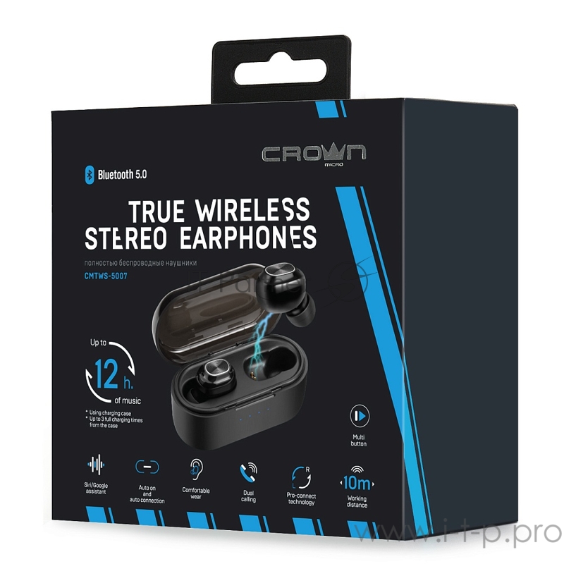 Полностью беспроводные наушники CROWN CMTWS-5007 black