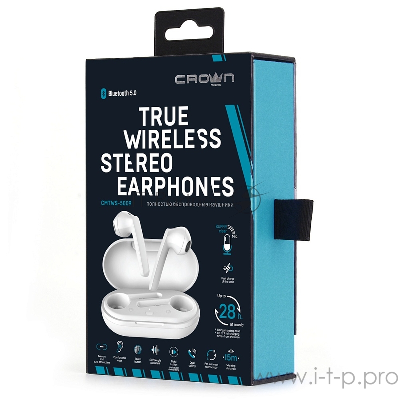 Полностью беспроводные наушники CROWN CMTWS-5009 white