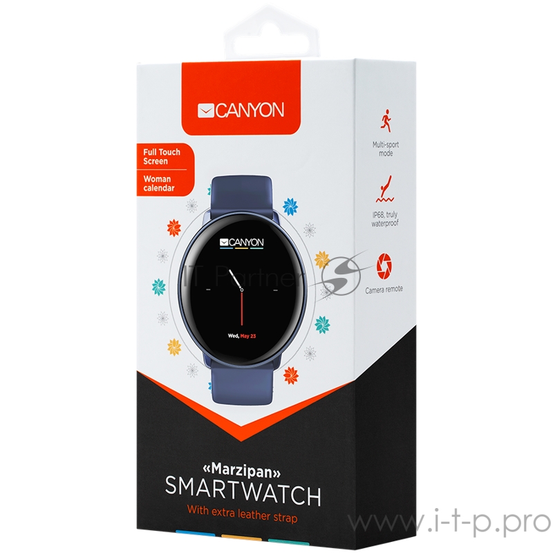 Смарт-часы Smart watch, 1.22inches IPS full touch screen, aluminium+plastic body,IP68 waterproof, multi-sport mode with swimming mode, compatibility with iOS and android,Blue with extra blue leather belt, Host: 41.5x11.6mm, Strap: 240x20mm, 20.8g